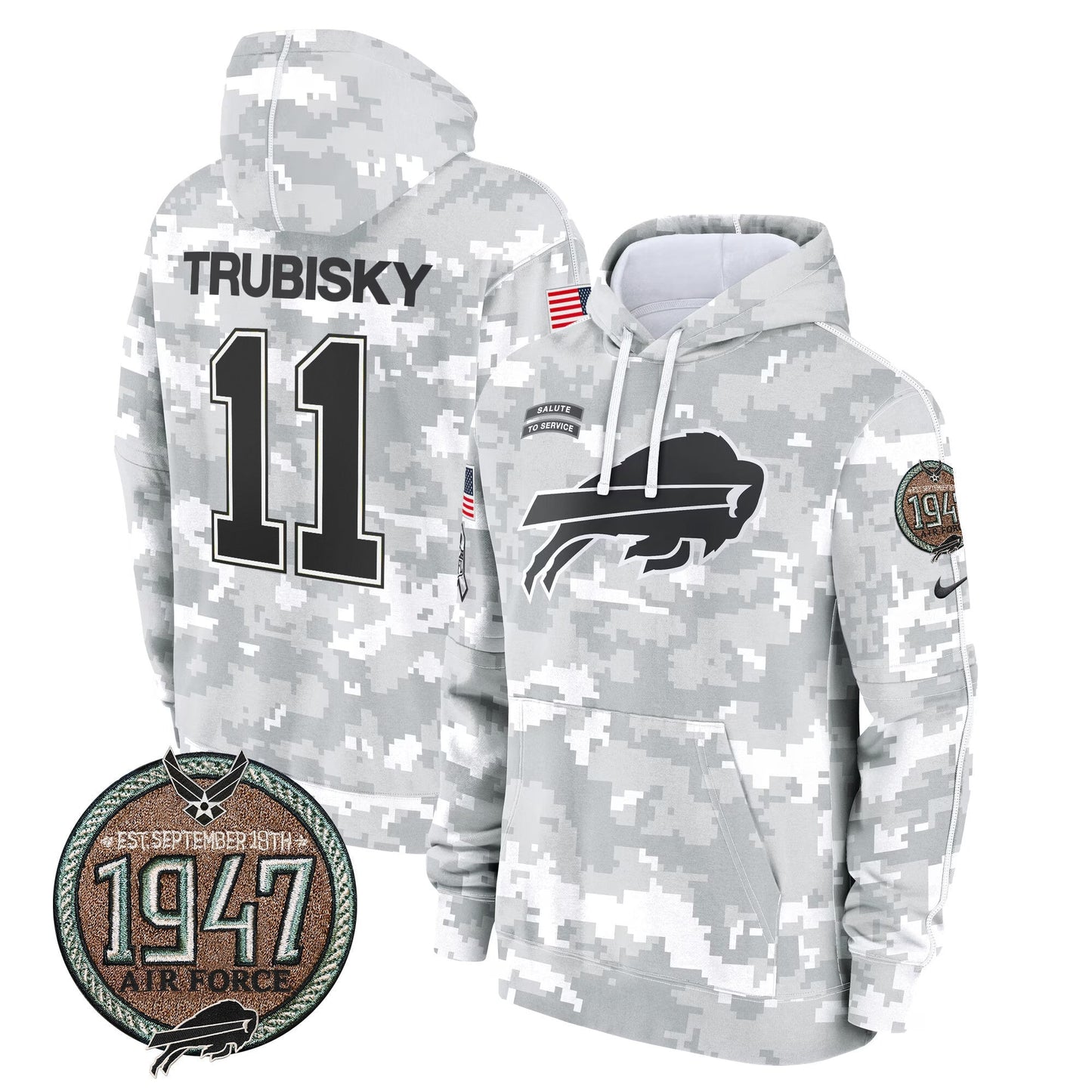 BUF 2024 Salute to Service Establishment Year Patch Fleece Pullover Hoodie-DTD