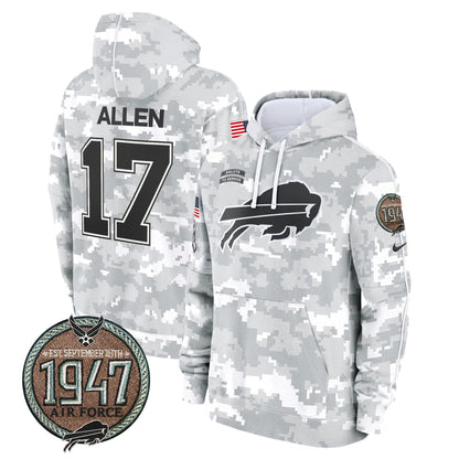 BUF 2024 Salute to Service Establishment Year Patch Fleece Pullover Hoodie-DTD