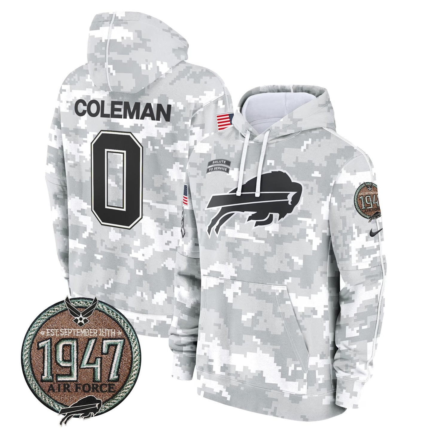 BUF 2024 Salute to Service Establishment Year Patch Fleece Pullover Hoodie-DTD