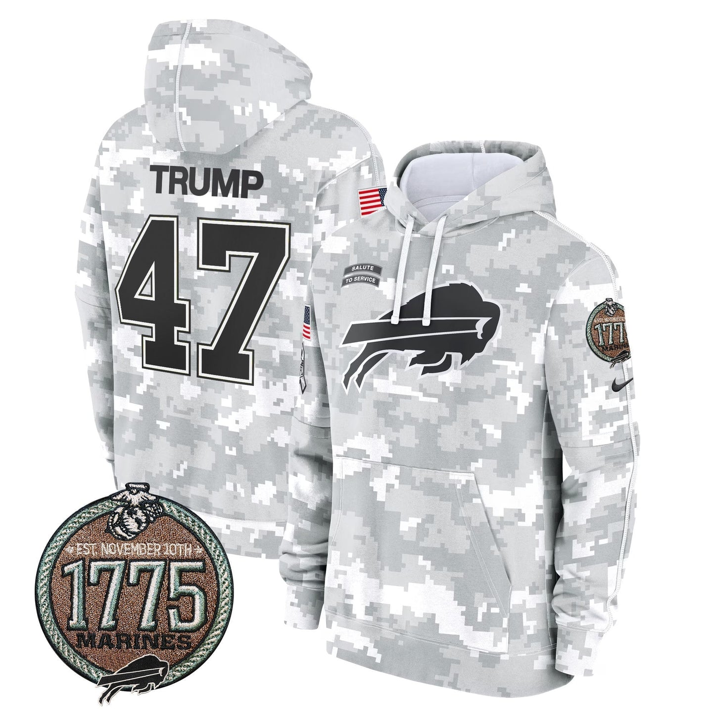 BUF 2024 Salute to Service Establishment Year Patch Fleece Pullover Hoodie-DTD