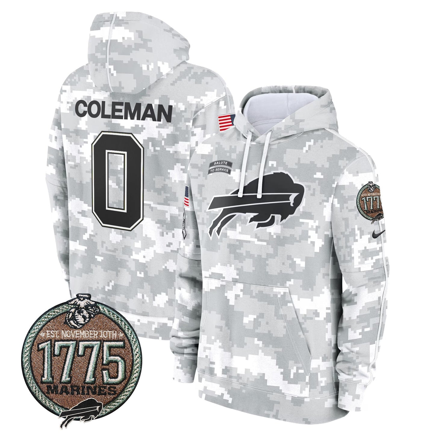 BUF 2024 Salute to Service Establishment Year Patch Fleece Pullover Hoodie-DTD