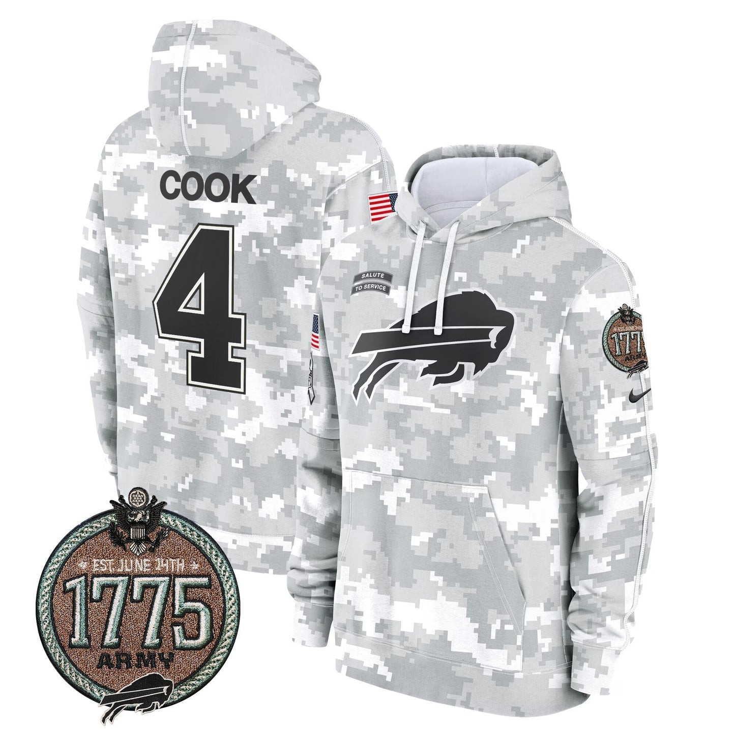 BUF 2024 Salute to Service Establishment Year Patch Fleece Pullover Hoodie-DTD