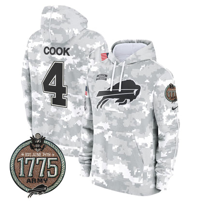 BUF 2024 Salute to Service Establishment Year Patch Fleece Pullover Hoodie-DTD