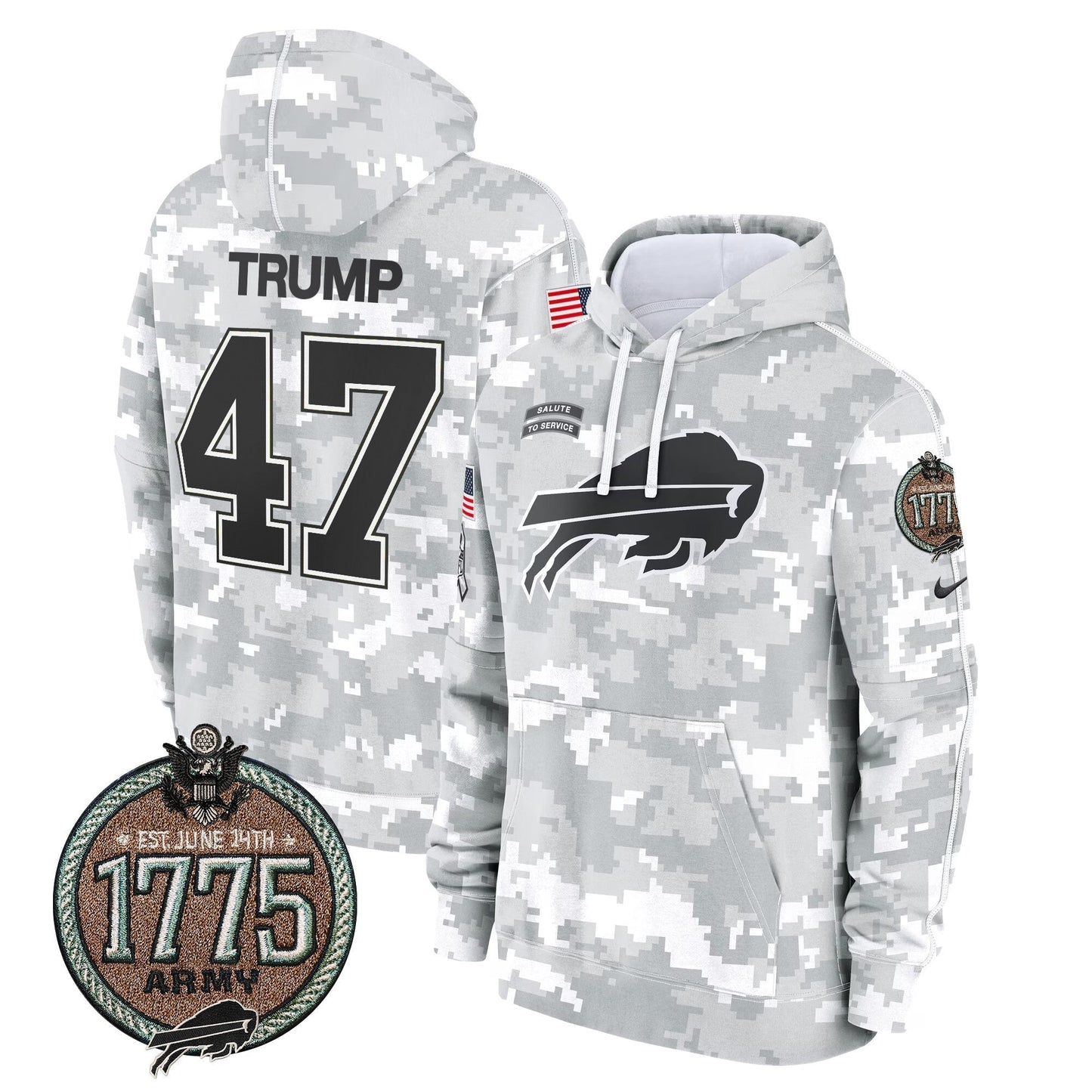 BUF 2024 Salute to Service Establishment Year Patch Fleece Pullover Hoodie-DTD