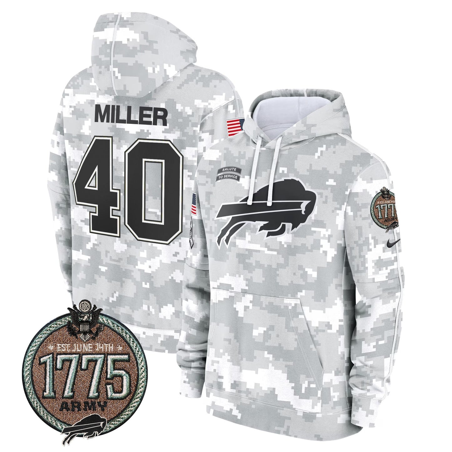 BUF 2024 Salute to Service Establishment Year Patch Fleece Pullover Hoodie-DTD
