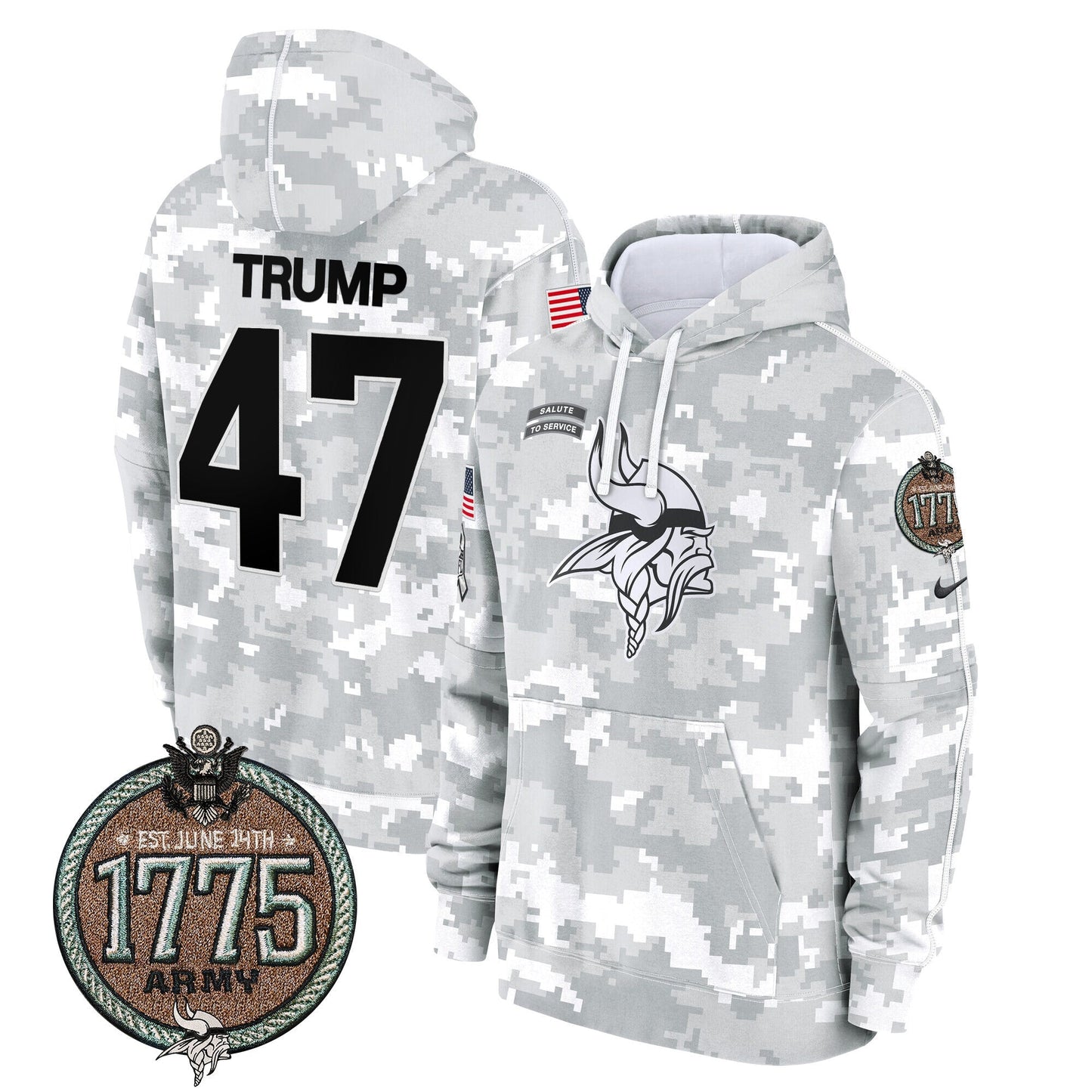 MIN 2024 Salute to Service Establishment Year Patch Fleece Pullover Hoodie-DTD