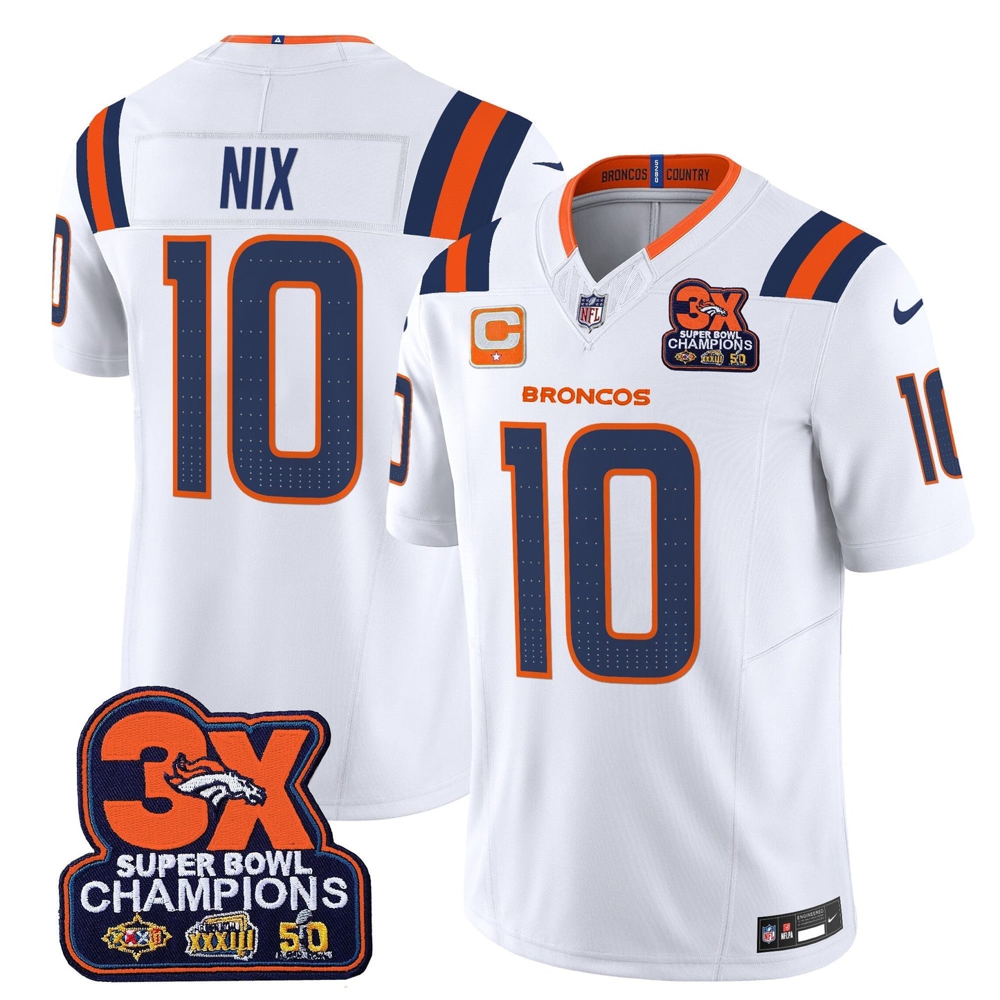 DEN 3-Time Champions Patch Vapor Limited Jersey V2 - All Stitched-DTD