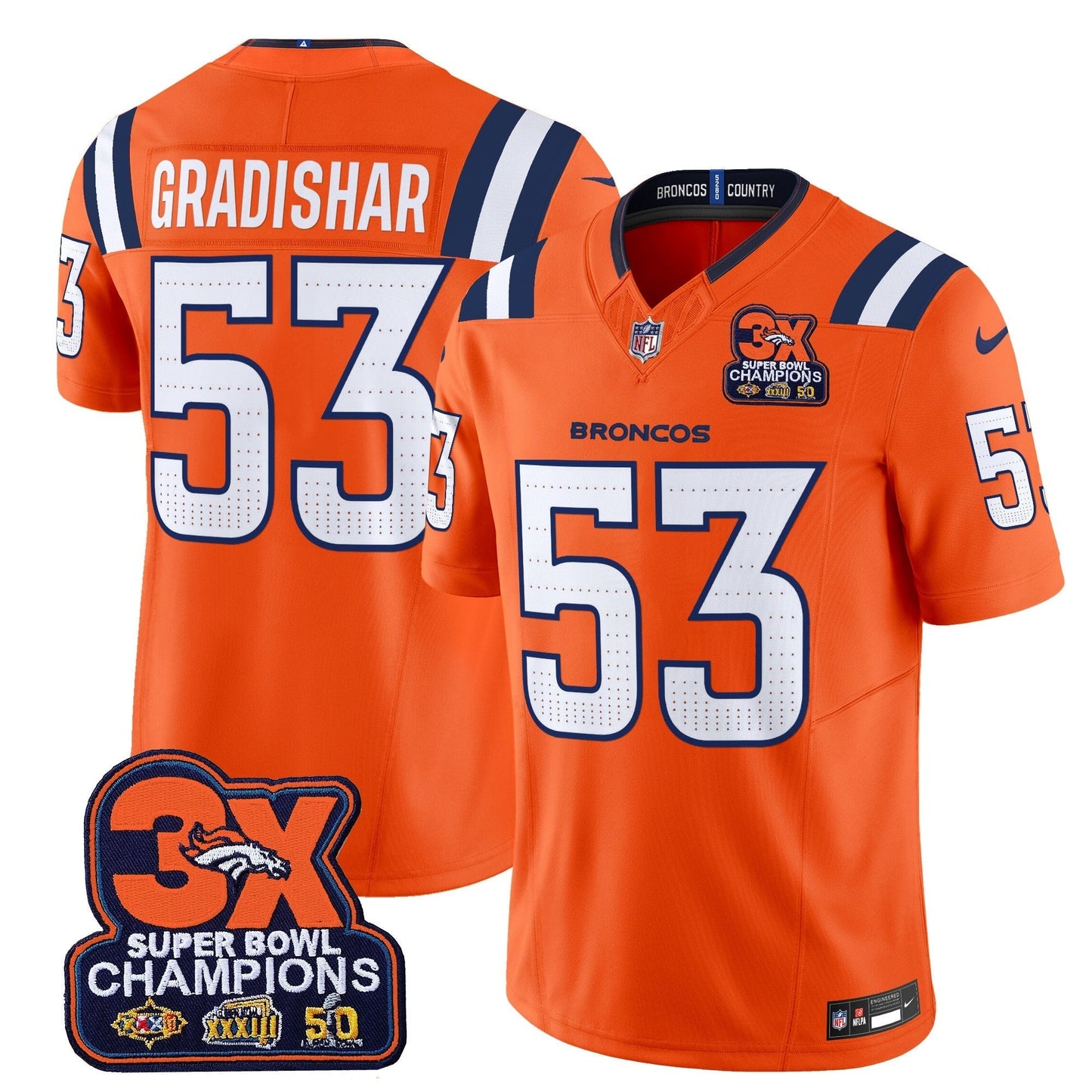 DEN 3-Time Champions Patch Vapor Limited Jersey V2 - All Stitched-DTD