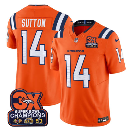 DEN 3-Time Champions Patch Vapor Limited Jersey V2 - All Stitched-DTD