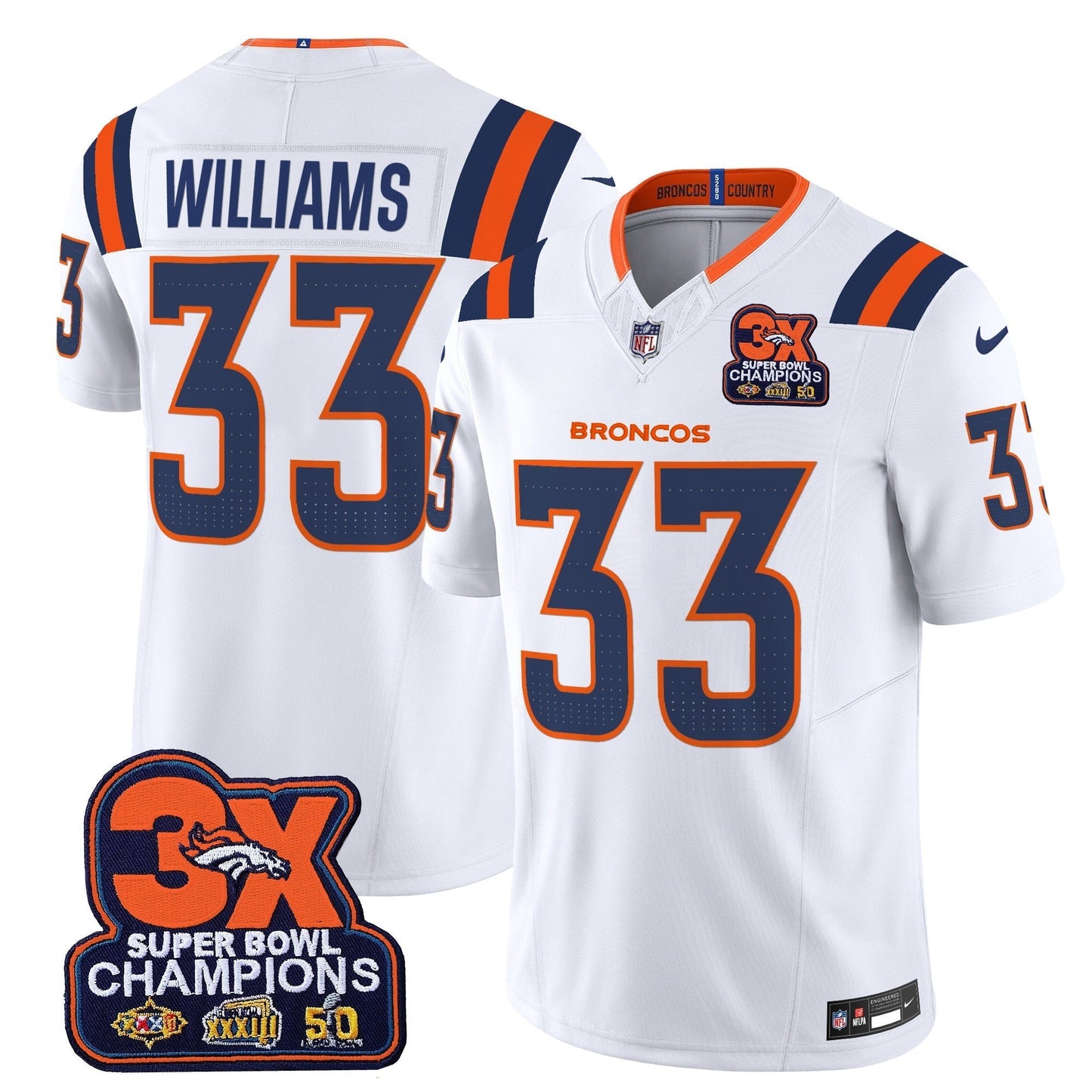 DEN 3-Time Champions Patch Vapor Limited Jersey V2 - All Stitched-DTD