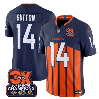 DEN 3-Time Champions Patch Vapor Limited Jersey V2 - All Stitched-DTD