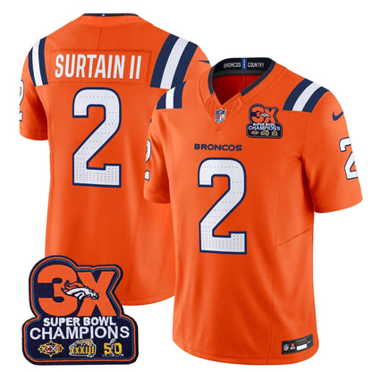 DEN 3-Time Champions Patch Vapor Limited Jersey V2 - All Stitched-DTD