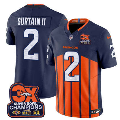 DEN 3-Time Champions Patch Vapor Limited Jersey V2 - All Stitched-DTD
