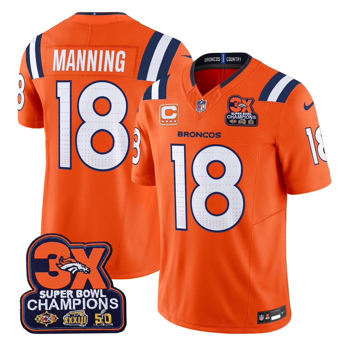 DEN 3-Time Champions Patch Vapor Limited Jersey V2 - All Stitched-DTD