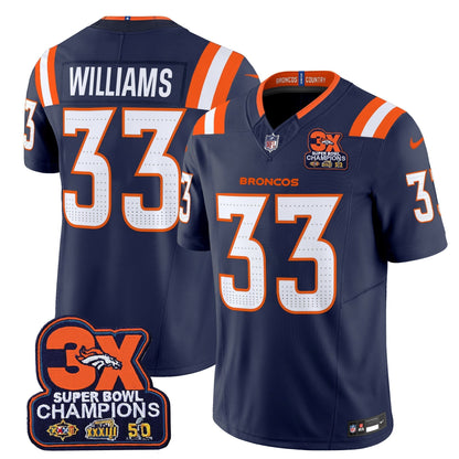 DEN 3-Time Champions Patch Vapor Limited Jersey V2 - All Stitched-DTD