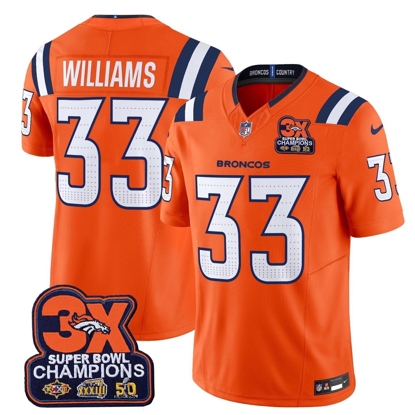 DEN 3-Time Champions Patch Vapor Limited Jersey V2 - All Stitched-DTD