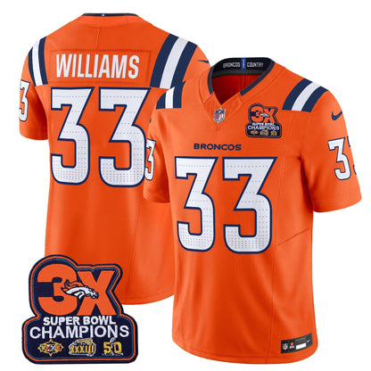 DEN 3-Time Champions Patch Vapor Limited Jersey V2 - All Stitched-DTD