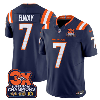 DEN 3-Time Champions Patch Vapor Limited Jersey V2 - All Stitched-DTD