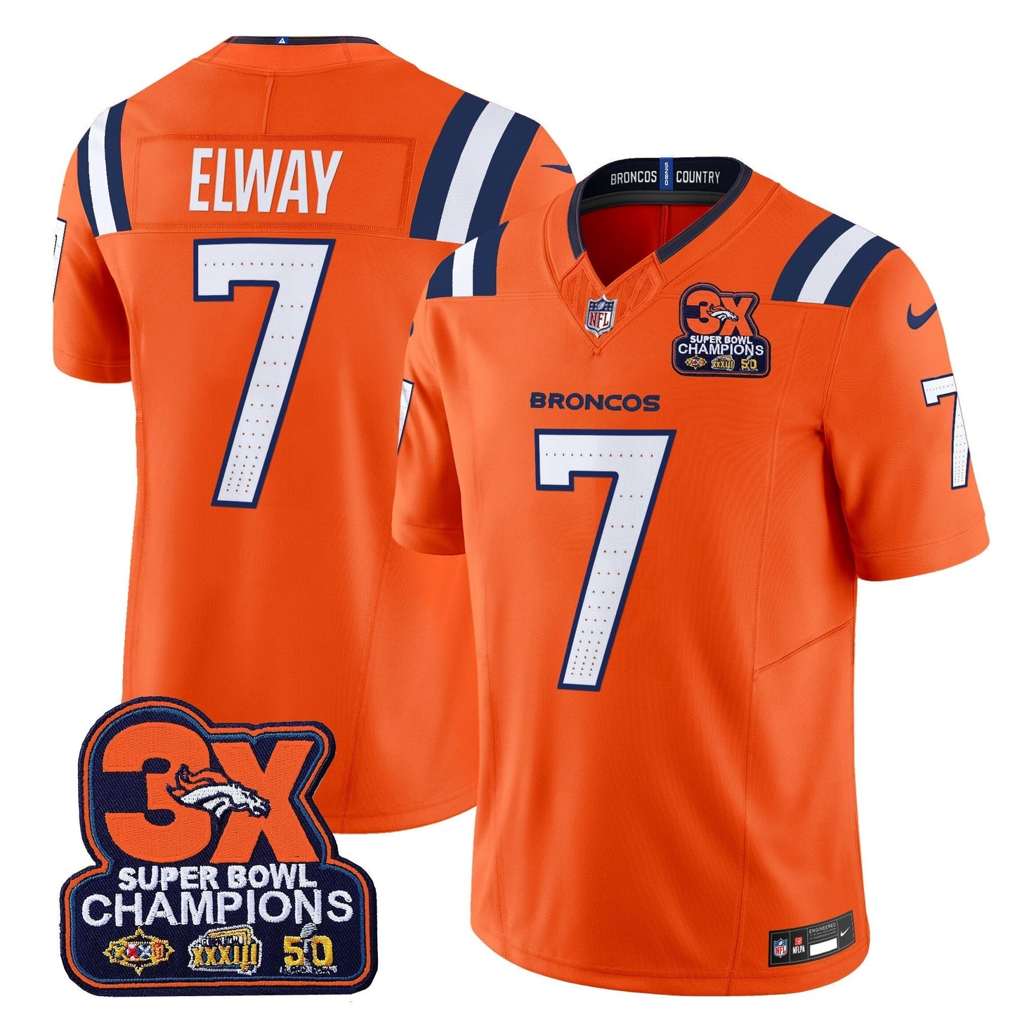 DEN 3-Time Champions Patch Vapor Limited Jersey V2 - All Stitched-DTD