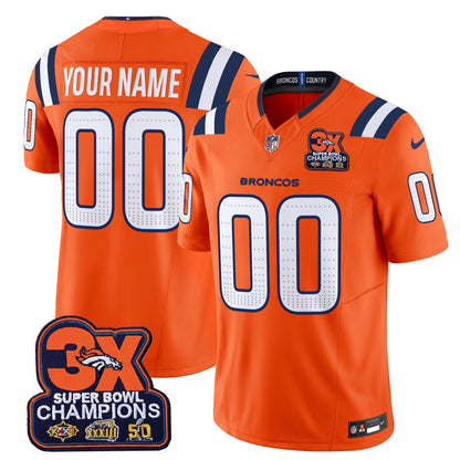 DEN 3-Time Champions Patch Vapor Limited Custom Jersey V2 - All Stitched-DTD