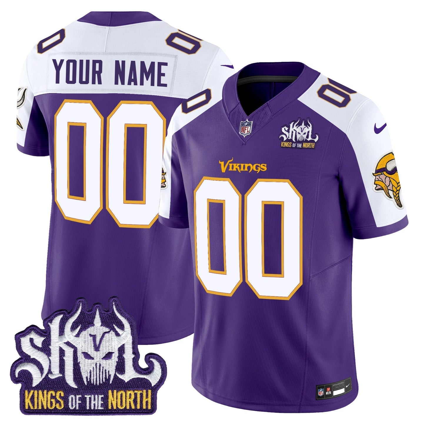 MIN King Of The North Patch Throwback Vapor Limited Custom Jersey V2 - All Stitched-DTD