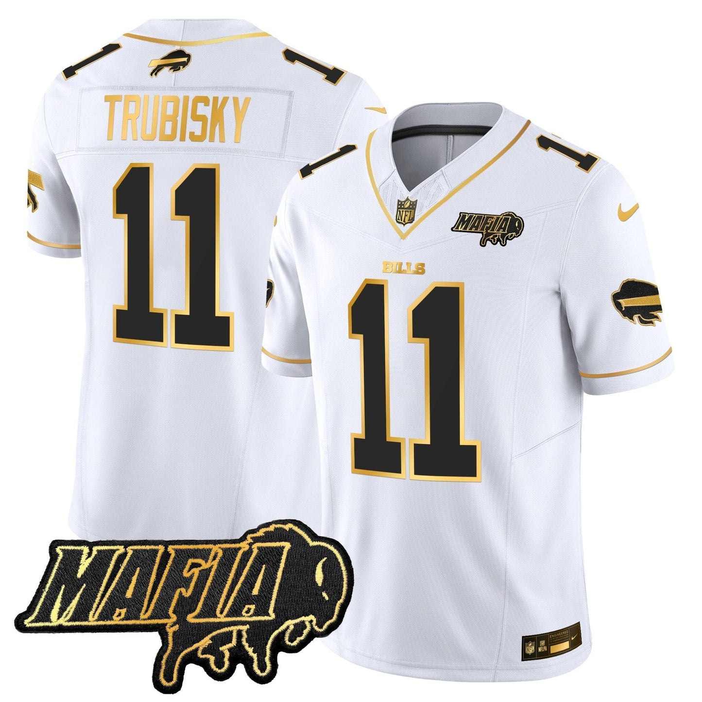 BUF 2024 Bills Mafia Patch Gold Vapor Limited Jersey - All Stitched-DTD
