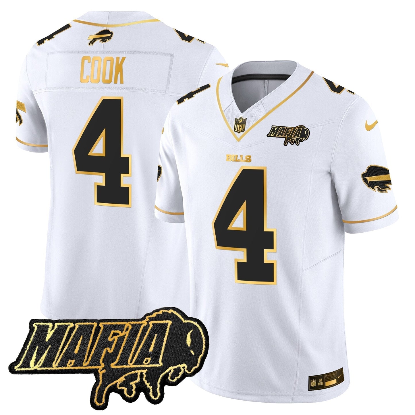 BUF 2024 Bills Mafia Patch Gold Vapor Limited Jersey - All Stitched-DTD