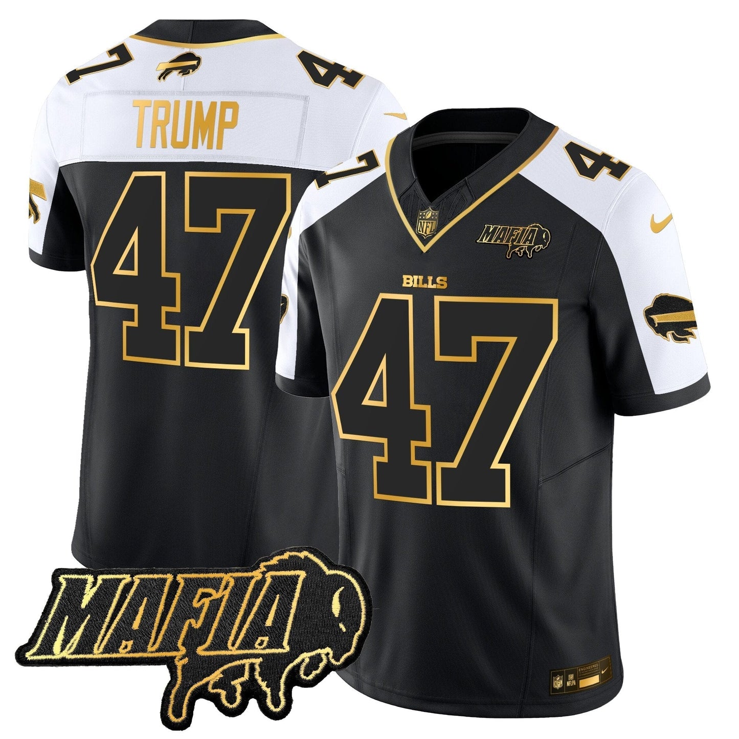 BUF 2024 Bills Mafia Patch Gold Vapor Limited Jersey - All Stitched-DTD