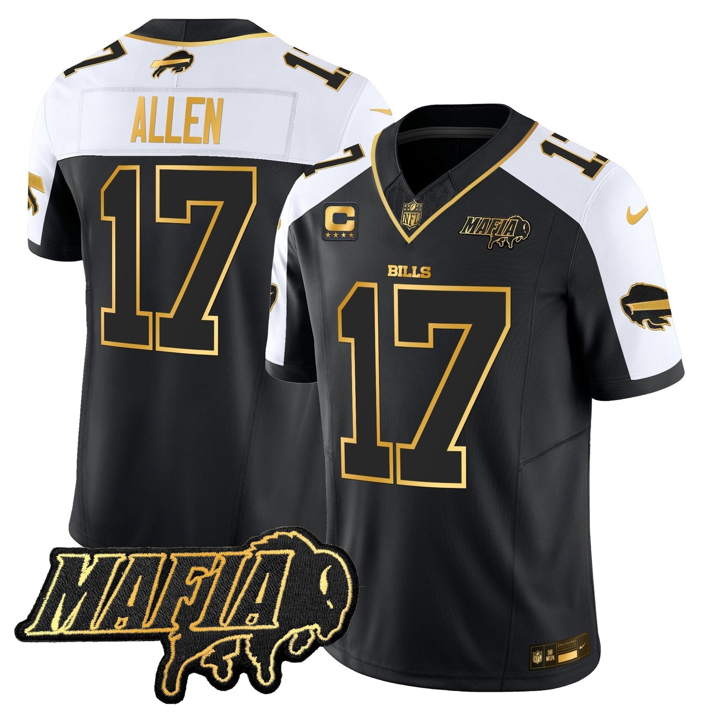 BUF 2024 Bills Mafia Patch Gold Vapor Limited Jersey - All Stitched-DTD