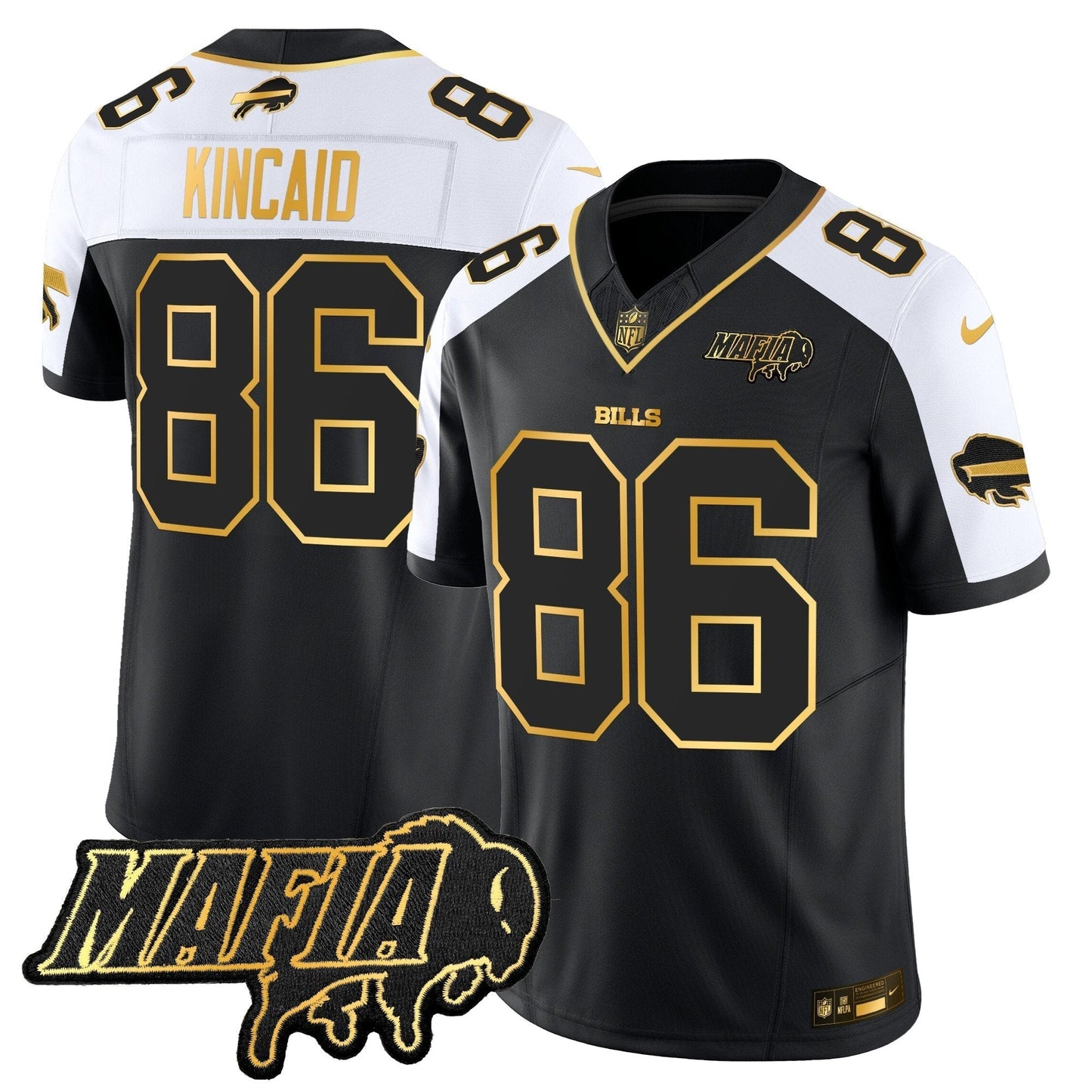 BUF 2024 Bills Mafia Patch Gold Vapor Limited Jersey - All Stitched-DTD