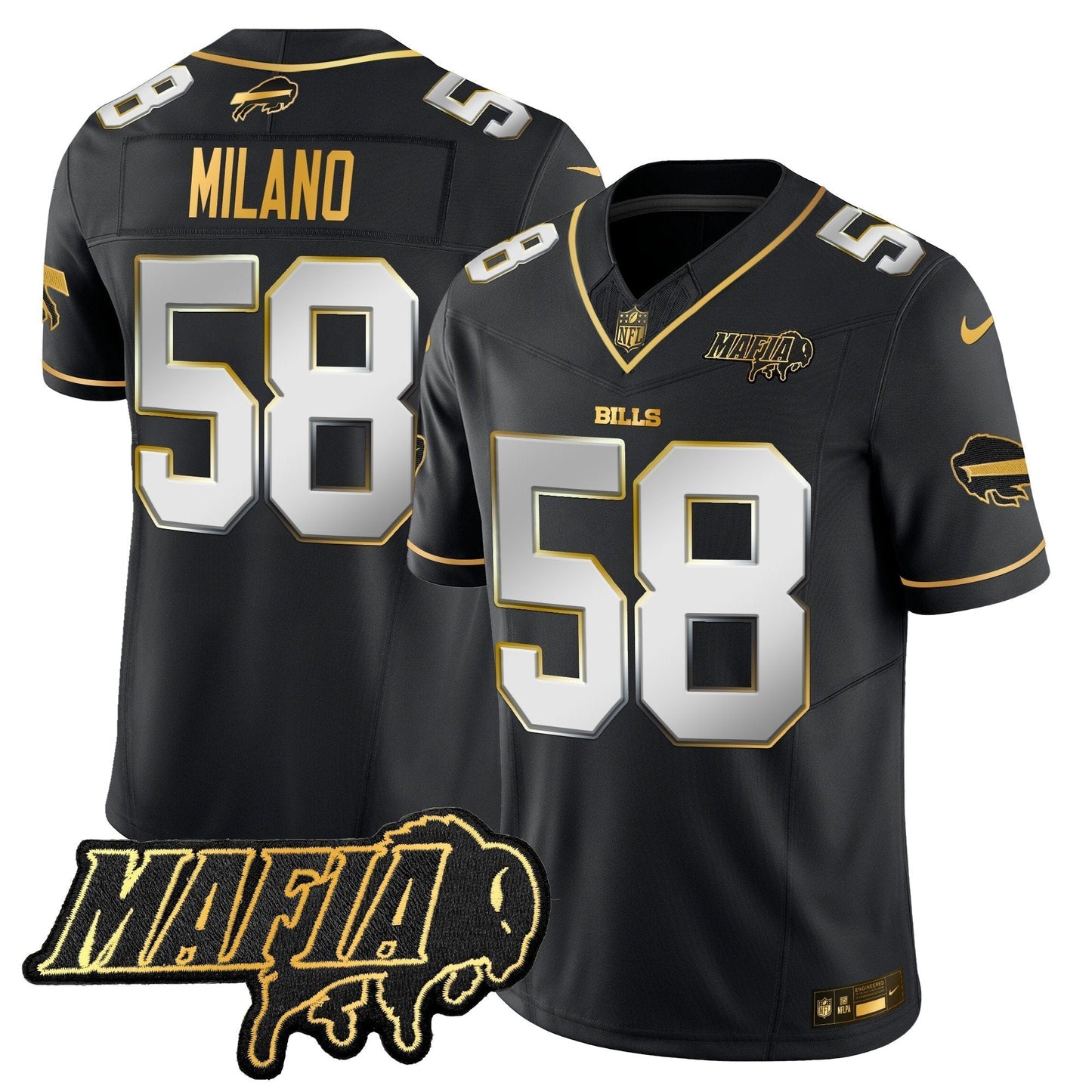 BUF 2024 Bills Mafia Patch Gold Vapor Limited Jersey - All Stitched-DTD