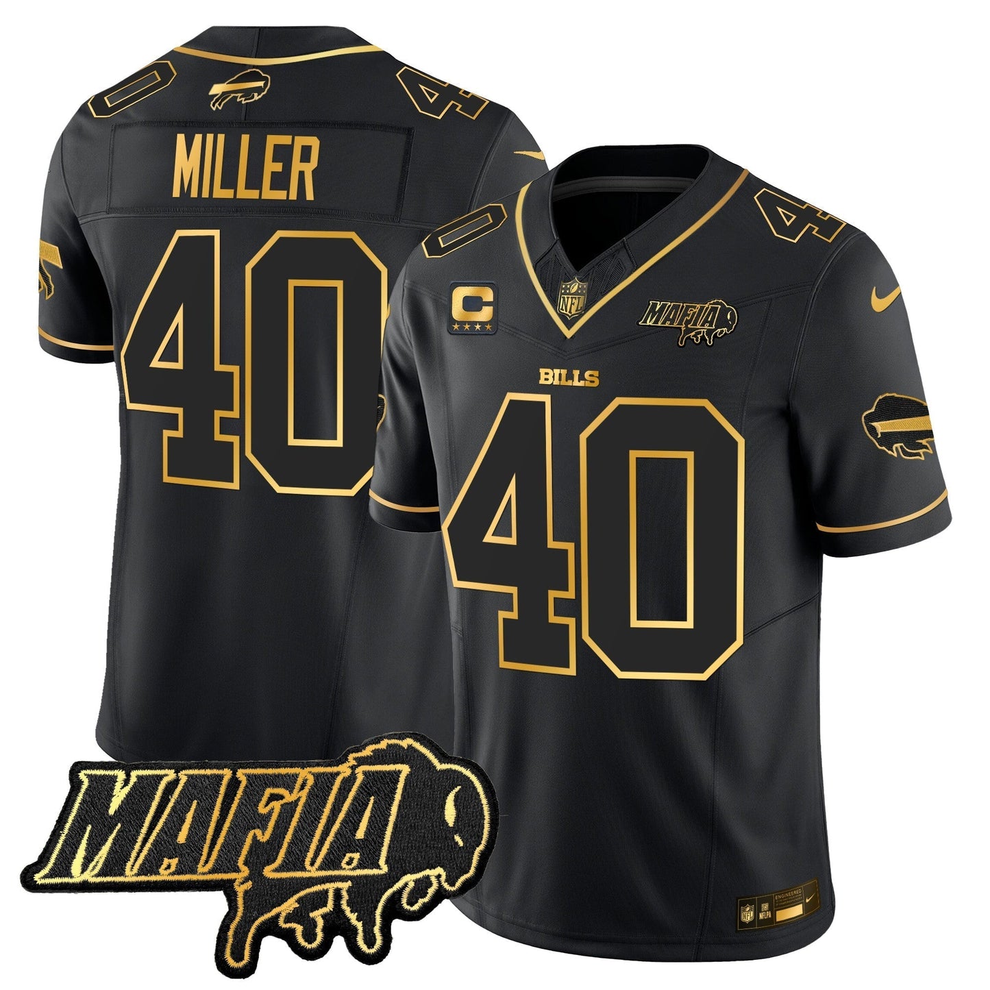 BUF 2024 Bills Mafia Patch Gold Vapor Limited Jersey - All Stitched-DTD