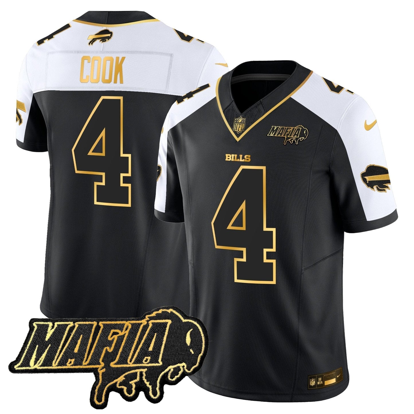BUF 2024 Bills Mafia Patch Gold Vapor Limited Jersey - All Stitched-DTD