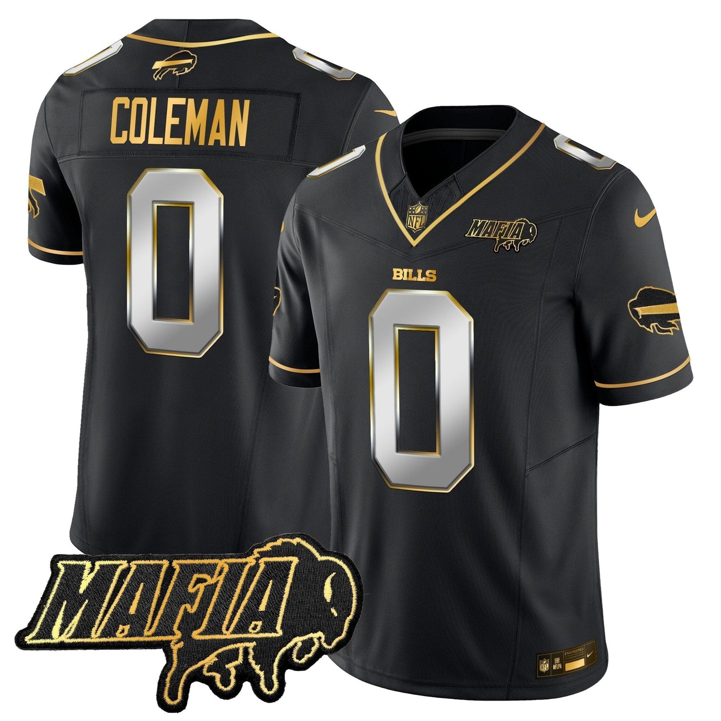 BUF 2024 Bills Mafia Patch Gold Vapor Limited Jersey - All Stitched-DTD