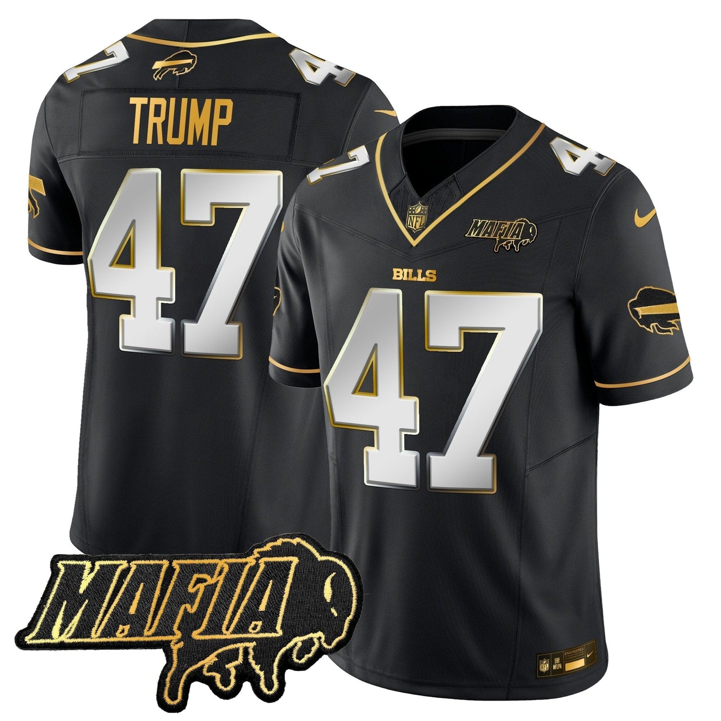 BUF 2024 Bills Mafia Patch Gold Vapor Limited Jersey - All Stitched-DTD
