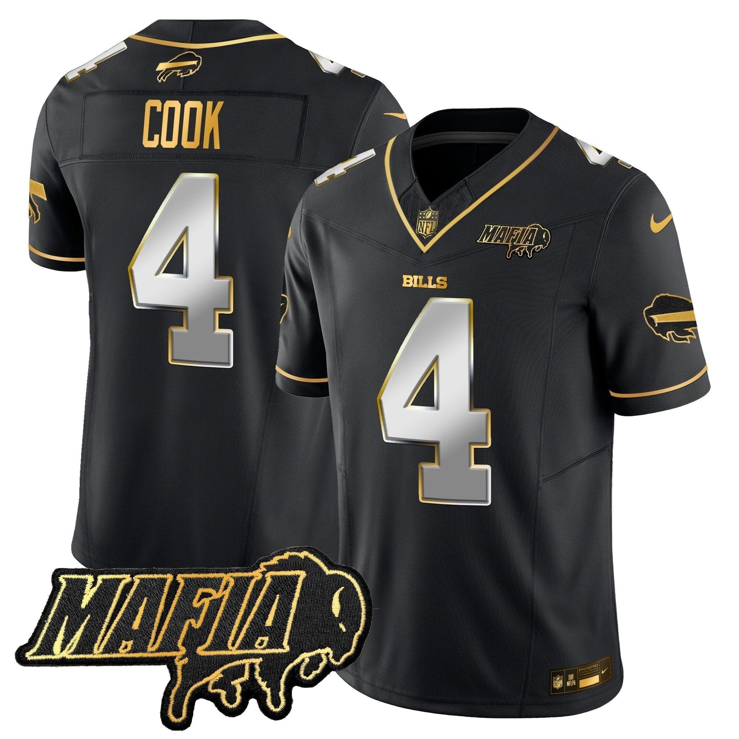 BUF 2024 Bills Mafia Patch Gold Vapor Limited Jersey - All Stitched-DTD