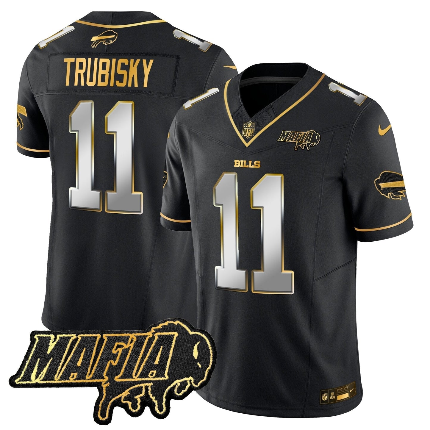 BUF 2024 Bills Mafia Patch Gold Vapor Limited Jersey - All Stitched-DTD