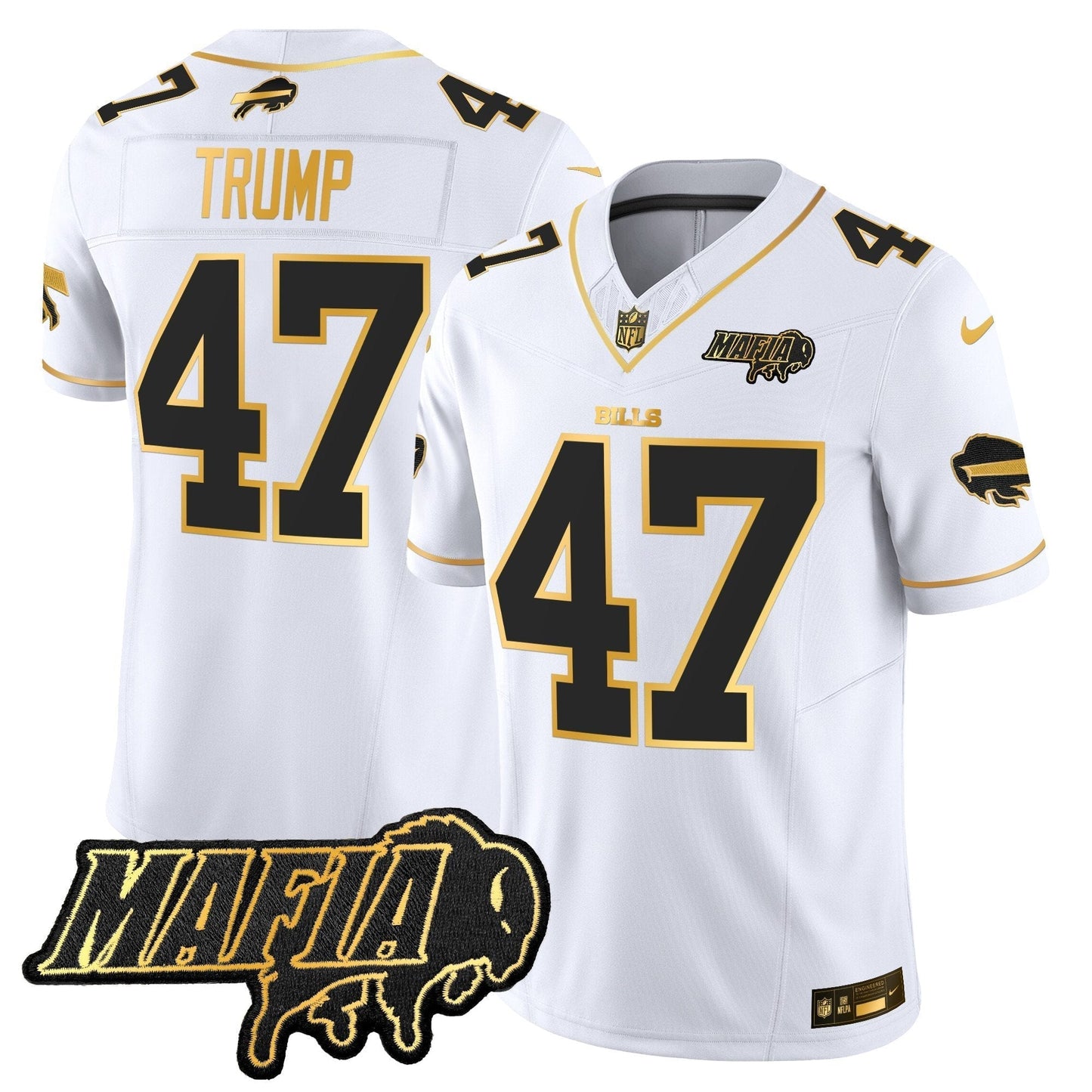 BUF 2024 Bills Mafia Patch Gold Vapor Limited Jersey - All Stitched-DTD
