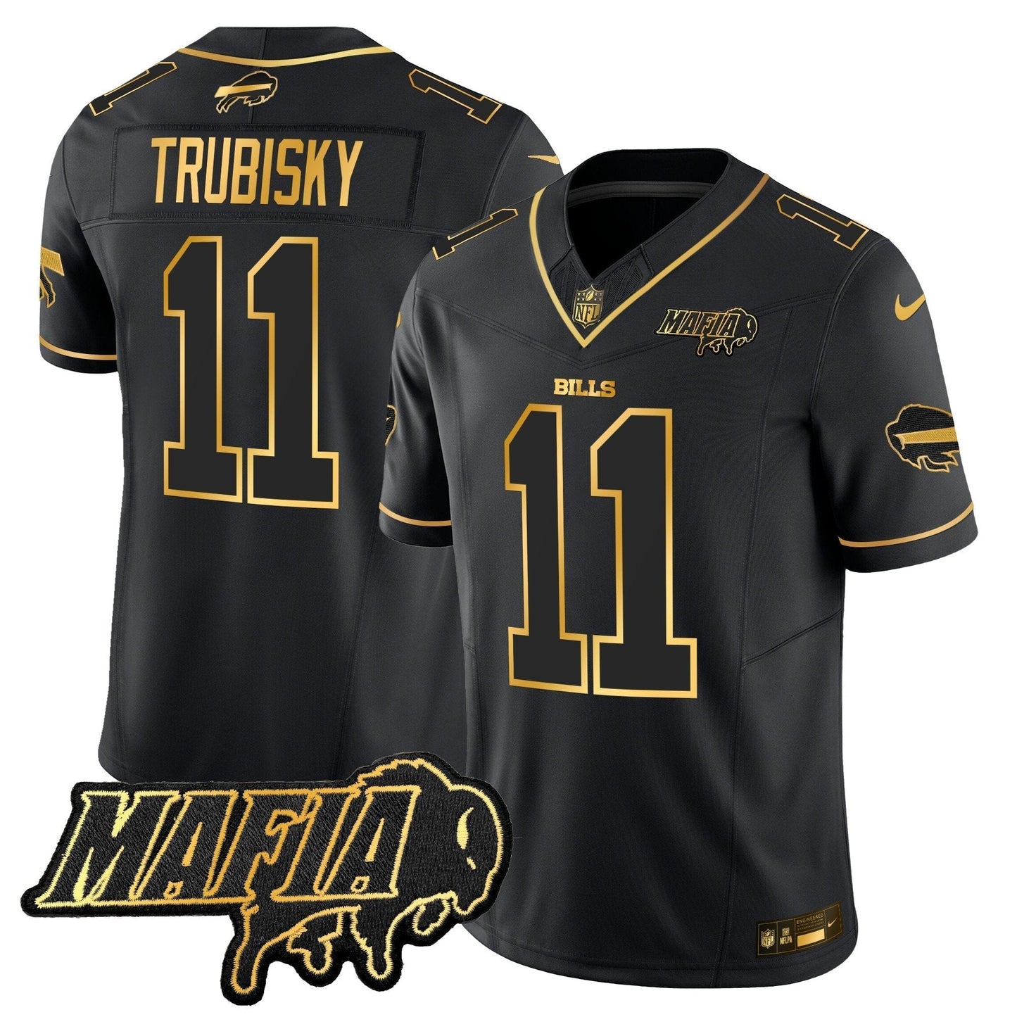 BUF 2024 Bills Mafia Patch Gold Vapor Limited Jersey - All Stitched-DTD