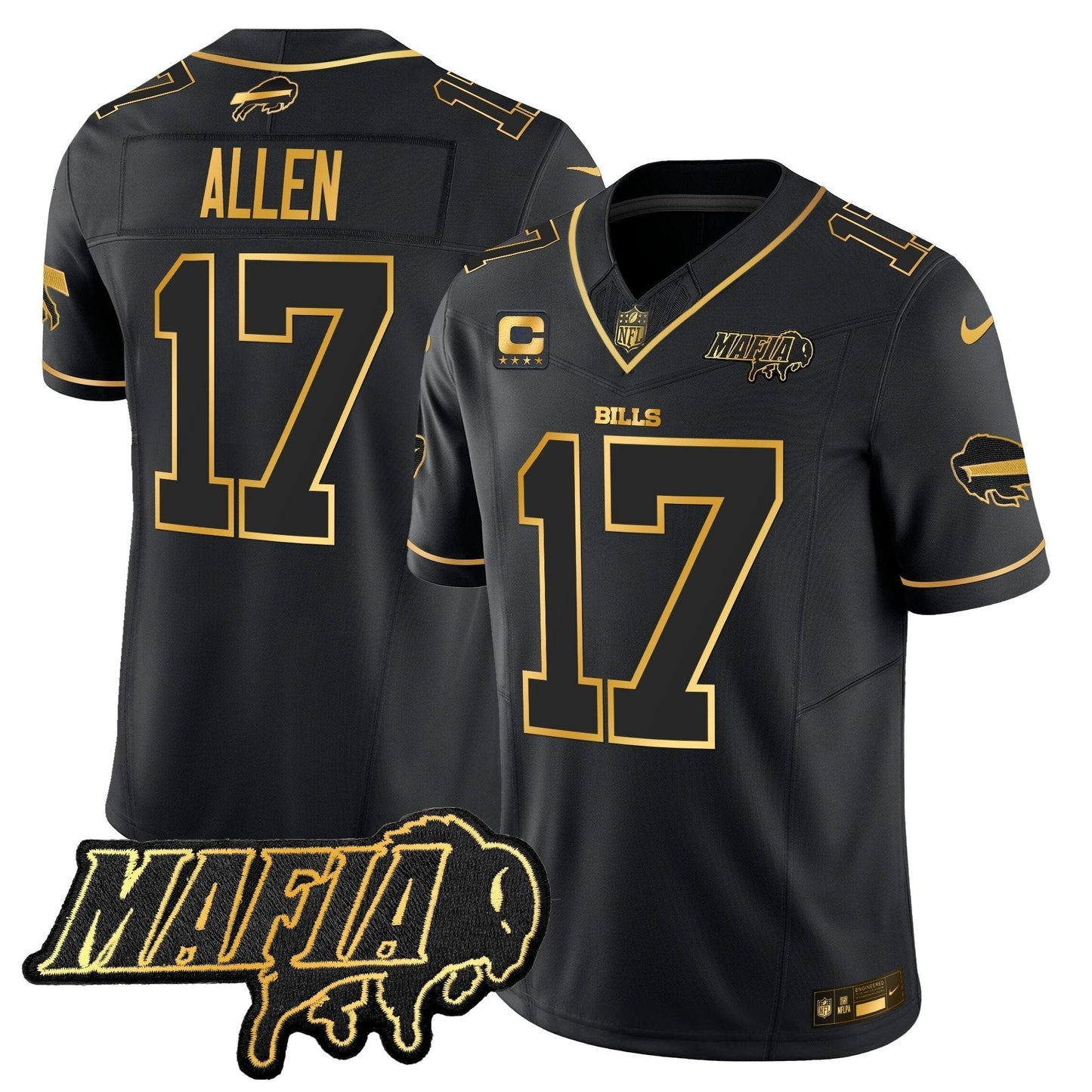 BUF 2024 Bills Mafia Patch Gold Vapor Limited Jersey - All Stitched-DTD