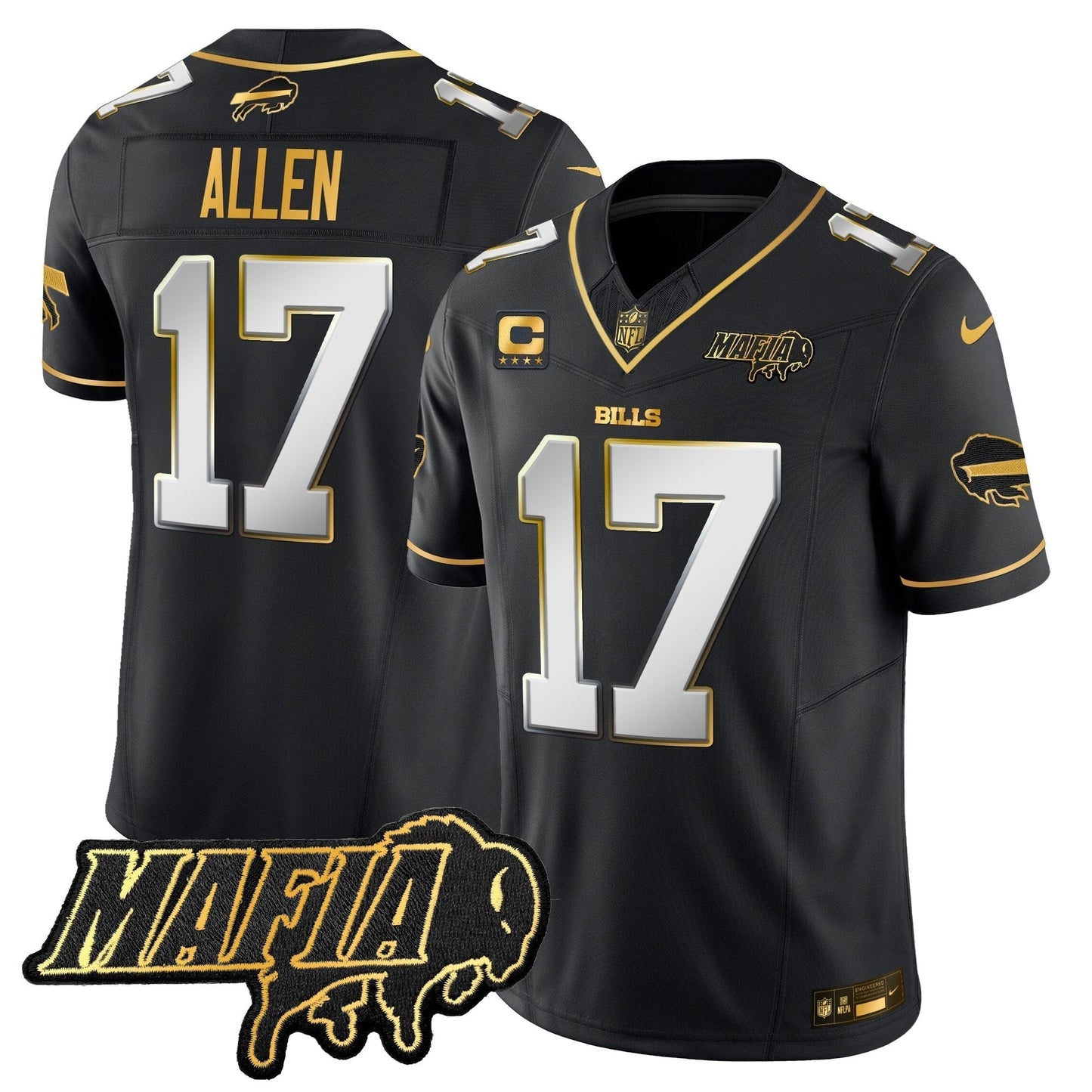 BUF 2024 Bills Mafia Patch Gold Vapor Limited Jersey - All Stitched-DTD