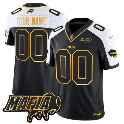 BUF 2024 Bills Mafia Patch Gold Vapor Limited Custom Jersey - All Stitched-DTD