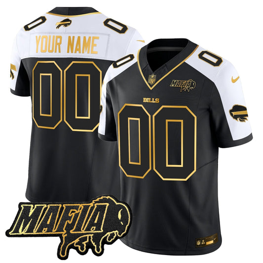 BUF 2024 Bills Mafia Patch Gold Vapor Limited Custom Jersey - All Stitched-DTD