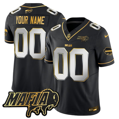 BUF 2024 Bills Mafia Patch Gold Vapor Limited Custom Jersey - All Stitched-DTD