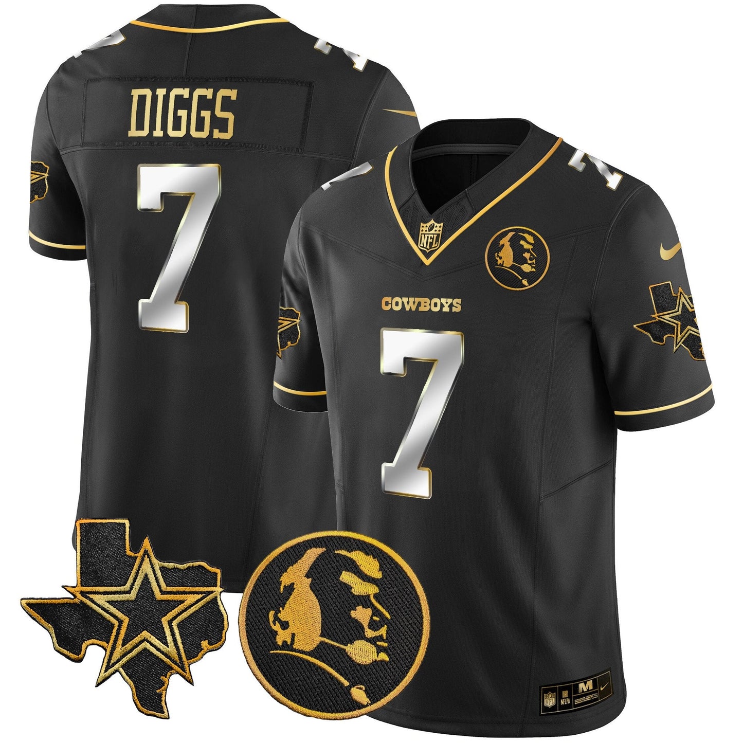 Men's Cowboys Texas & John Madden Patch Gold Vapor Limited Jersey - All Stitched