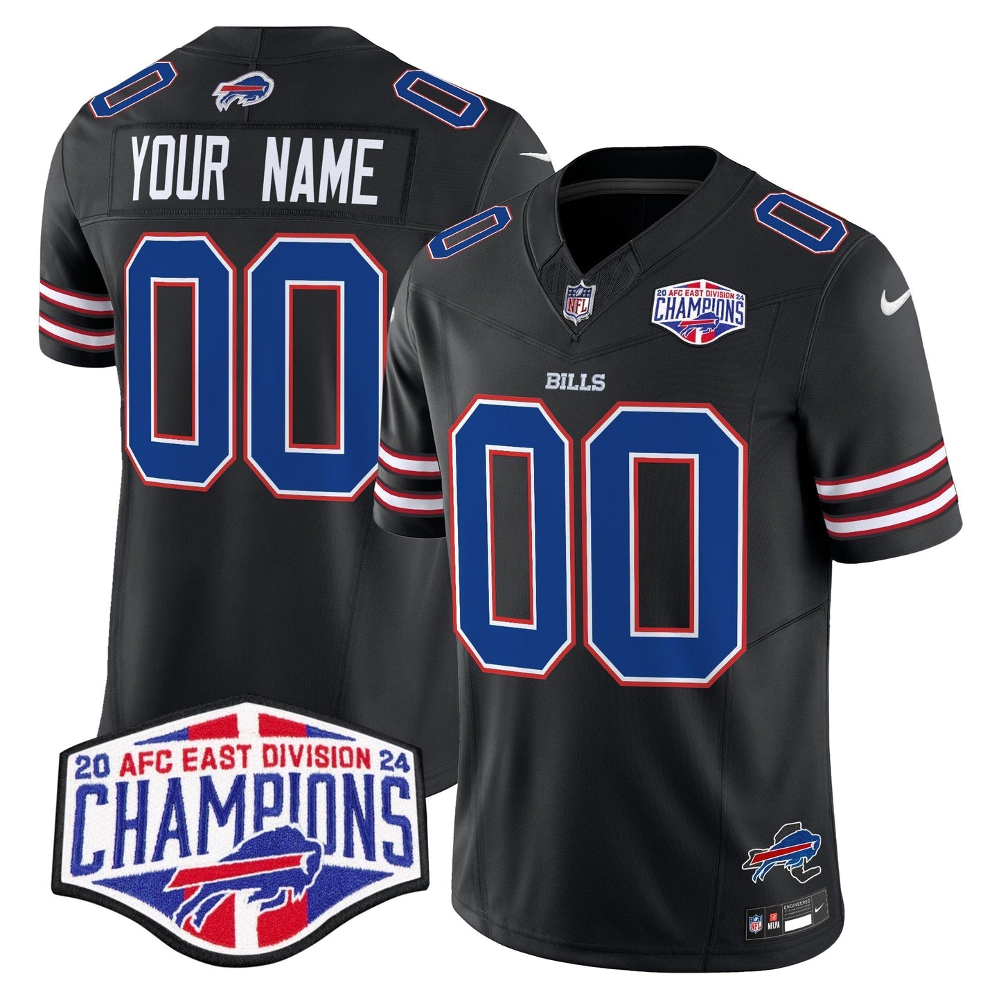 Bills 2024 AFC East Division Champions Vapor Limited Custom Jersey - All Stitched-DTD
