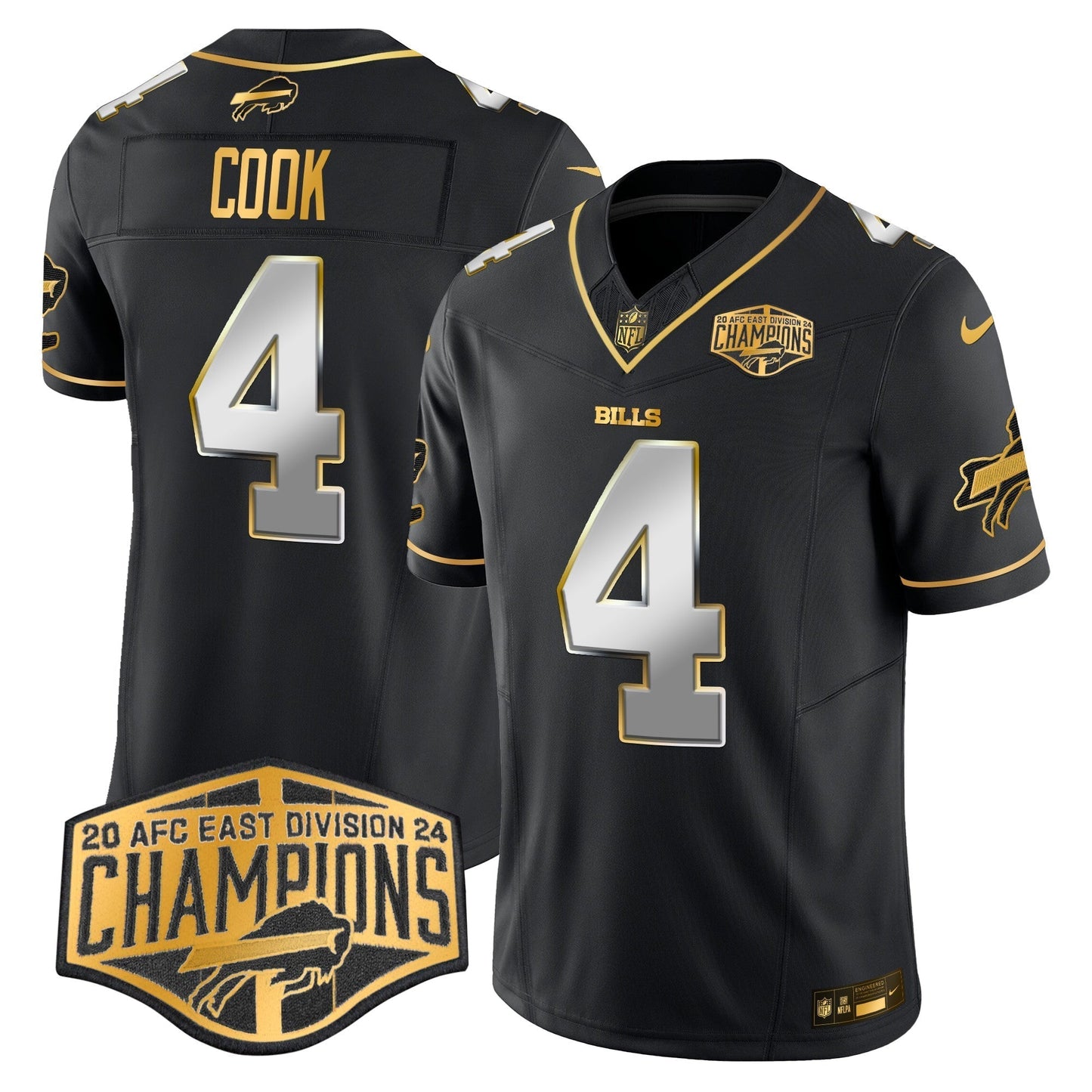 Bills 2024 AFC East Division Champions Gold Vapor Limited Jersey - All Stitched-DTD