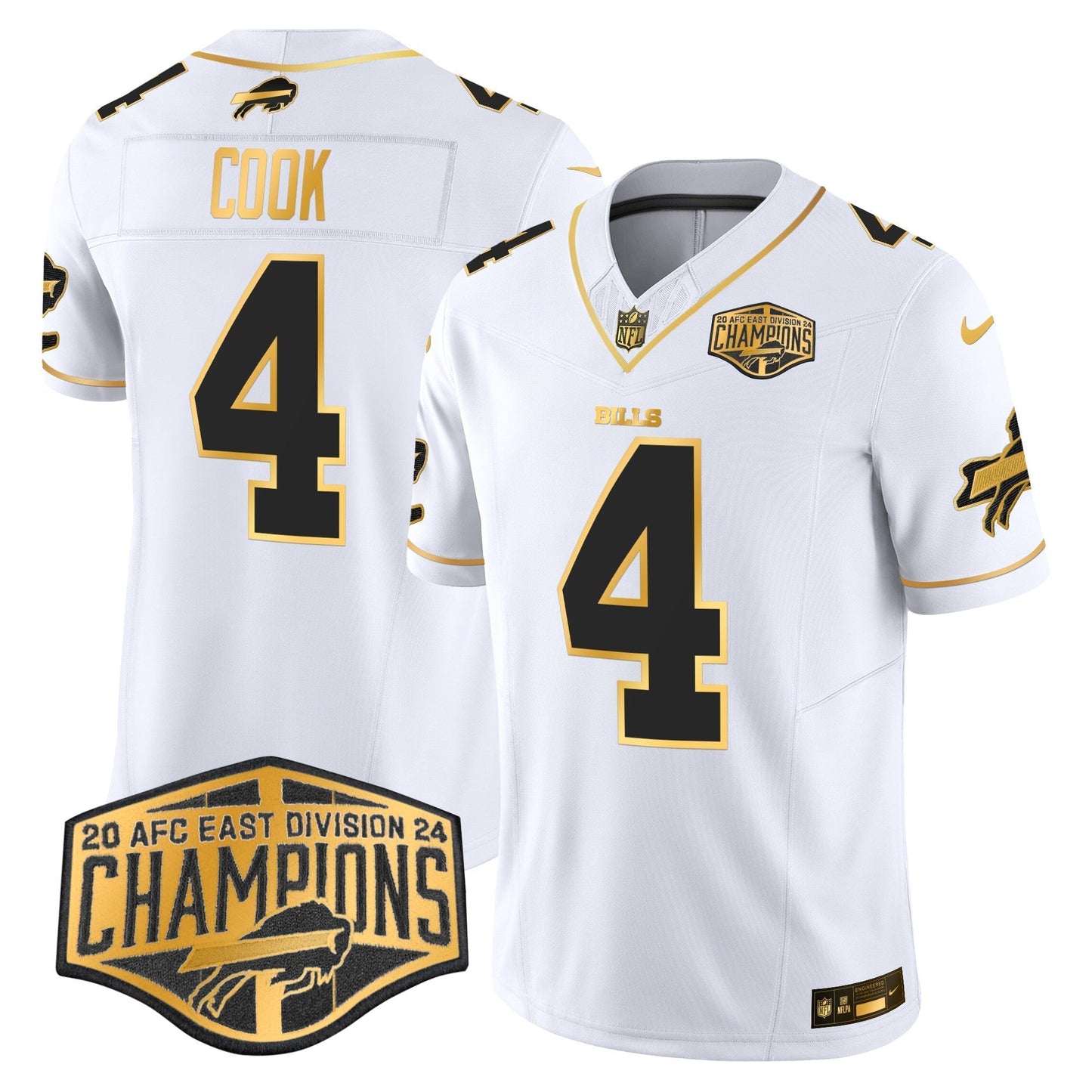 Bills 2024 AFC East Division Champions Gold Vapor Limited Jersey - All Stitched-DTD