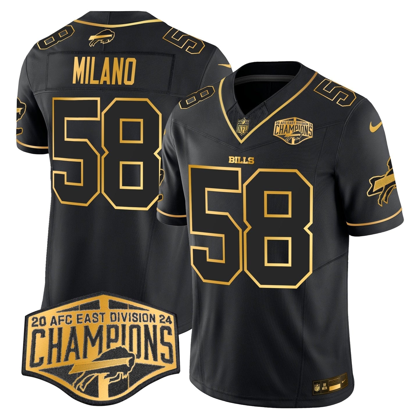 Bills 2024 AFC East Division Champions Gold Vapor Limited Jersey - All Stitched-DTD