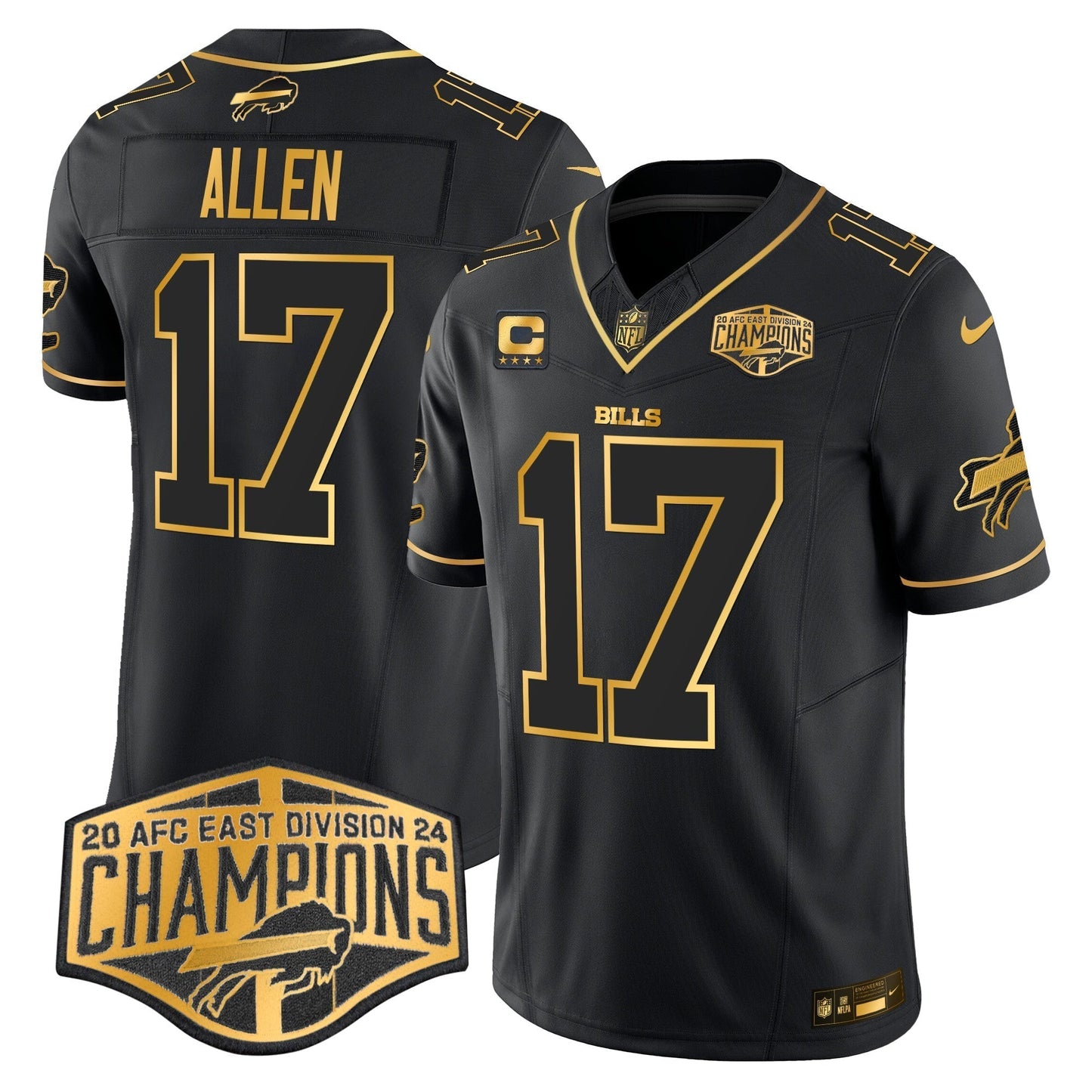 Bills 2024 AFC East Division Champions Gold Vapor Limited Jersey - All Stitched-DTD